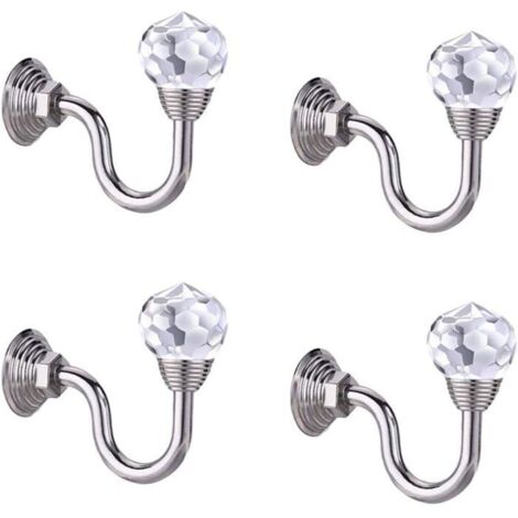 Lot de 4 embrasses de rideaux en cristal avec crochets et pompons