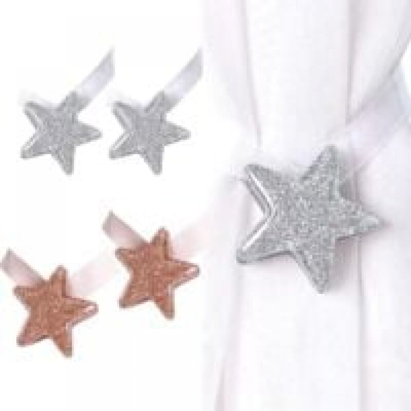 Lot de 4 Embrasses magnétiques pour Rideaux,Embrasses Bouclede Rideaux,Attaches de Rideau en Forme Magnétique avec d'étoile pour décoration de la