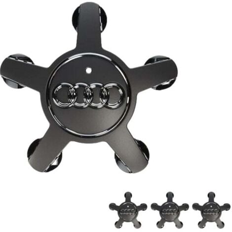 FLYME Lot de 4 cache-moyeux de roue pour Audi A3 A4L A5 A6L A7 A8L Q3 Q5 Q7, accessoires de voiture, 135 mm, noir