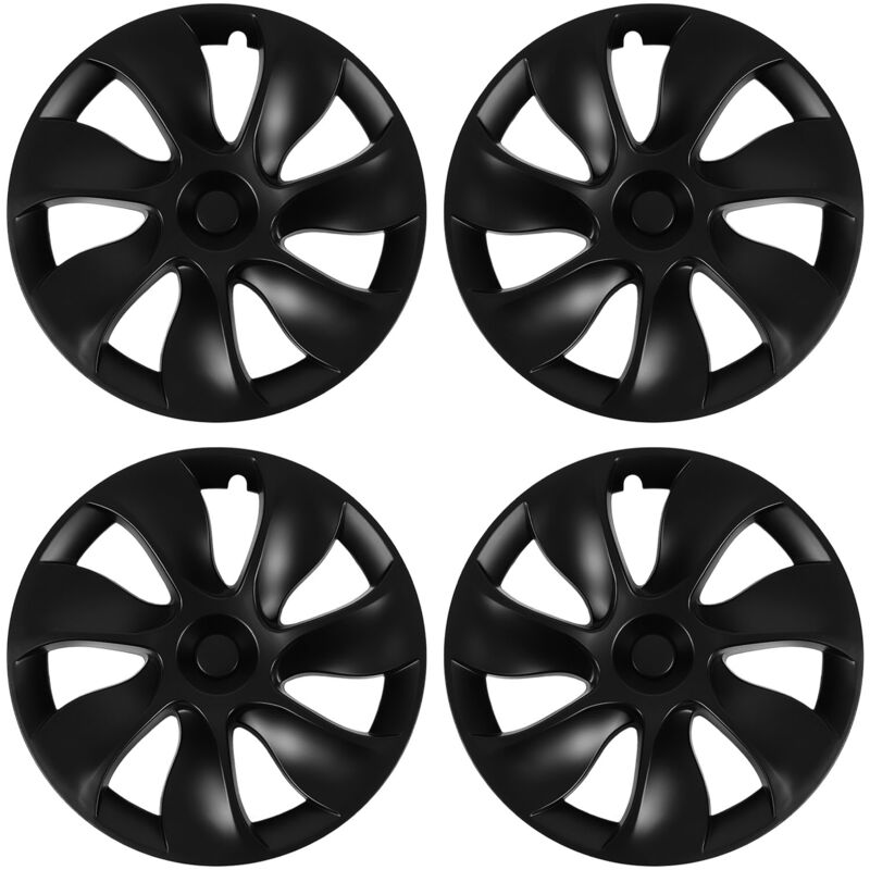 Lot de 4 enjoliveurs de roue 19 pouces, noir mat, protection de jante entièrement enveloppée, garniture de remplacement haute résistance pour Tesla