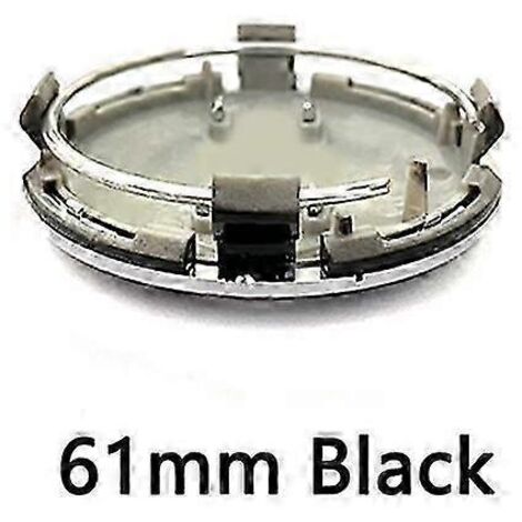 Lot de 4 enjoliveurs de roue de voiture gris et noir, 135 mm, 69 mm, 68 mm, 61 mm et 60 mm, avec logo et badge anti-poussière. Accessoires auto. Noir 61 mm 4M0601170