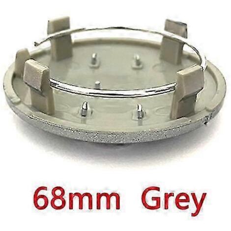 Lot de 4 enjoliveurs de roue de voiture gris et noir, 135 mm, 69 mm, 68 mm, 61 mm et 60 mm, avec logo et badge anti-poussière. Accessoires auto. Référence : 8D0601170 (gris 68 mm).