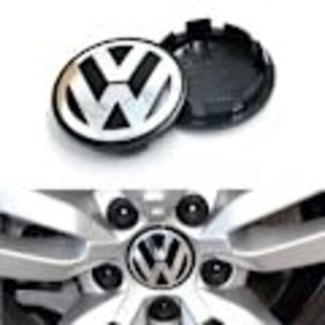 Lot de 4 enjoliveurs/emblèmes de moyeu Volkswagen VW - Argent automobile 65 mm