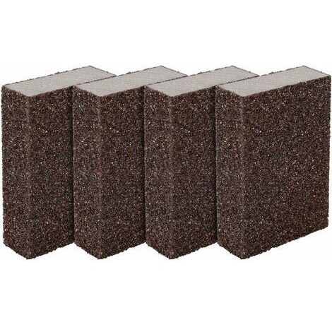 Lot de 4 éponges/Blocs de ponçage pour Surfaces humides et sèches, Grossier (Grade 80 à 100) ponçage