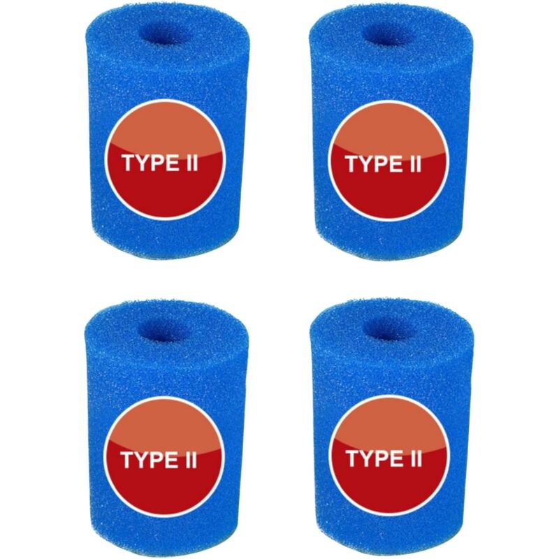 Lot de 4 éponges filtrantes pour filtre de piscine pour Intex type ii - Réutilisables - Éponge très élastique - Pour nettoyage de piscine