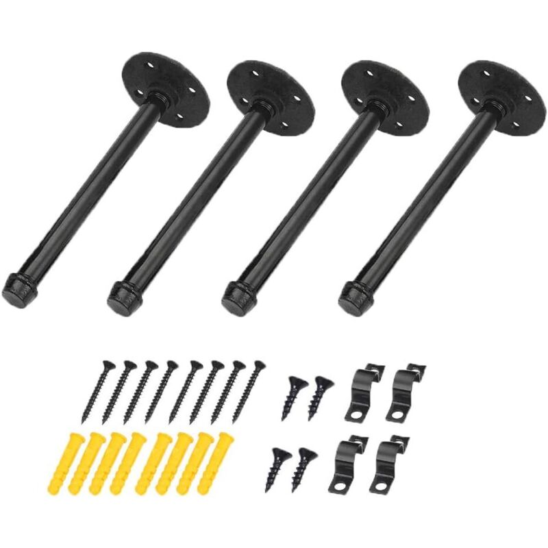 Lot de 4 Equerre Etagere Industrielle Support d'étagère Mural 15cm Supports Plateaux Rétro en Métal avec Vis Tablette Mural Crochets de Suspension