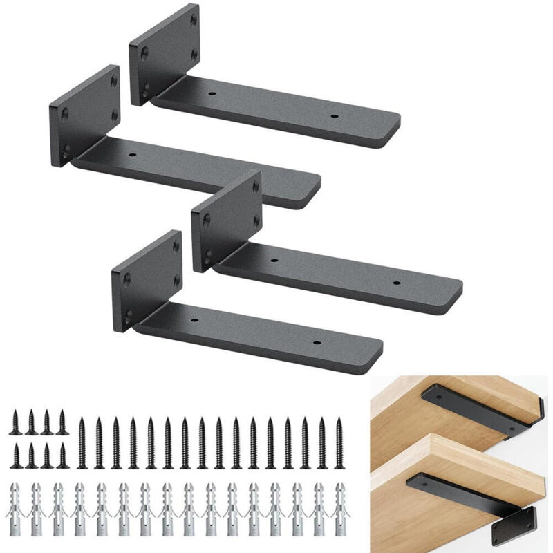 Sinbinta - Lot de 4 Equerre Etagere Murale, Supports Pour étagères Lourdes Industrielles, Equerre Charge Lourde, Supports en l, 5 mm d'épaisseur avec