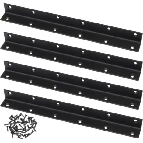 Lot de 4 équerres d'angle noires en L pour jardin,275 x 25 x 25 mm réparation de joints, meubles, étagères, armoires