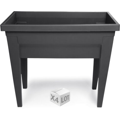 Lot de 4 espaces potager VEG&Table City Anthracite - 76 x 38,5 x 68 cm - 57L