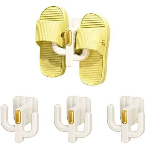 Lot de 4 étagères à chaussures murales - Organisateur de chaussures suspendu de qualité supérieure avec supports adhésifs, porte-chaussures avec crochets pour ranger les pantoufles