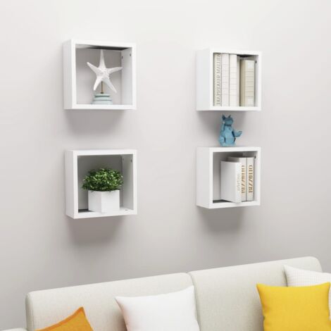 Lot de 4 Étagères cube murales Étagère de Rangement - Meuble de rangement Blanc 30x15x30 cm BV371981 - BonneVie