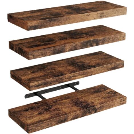 Lot de 4 étagères flottantes en bois ancien, étagères de rangement décoratives indépendantes, décoration murale pour chambre, salon, salle de bain
