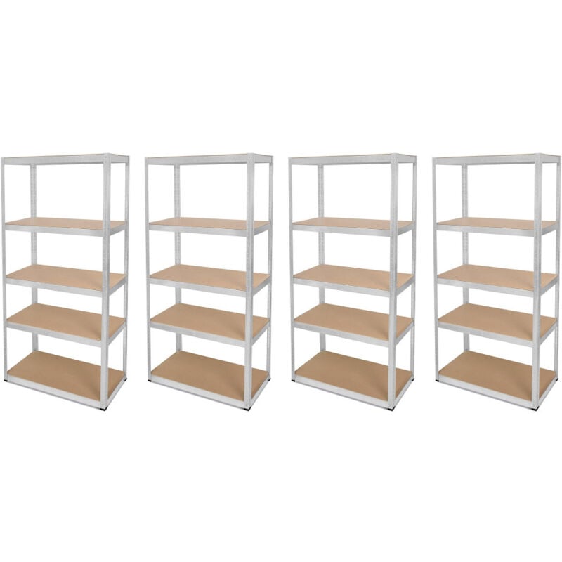 Oxeo - Lot de 4 étagères modulables charges lourdes en métal 5 plateaux - 875 Kg