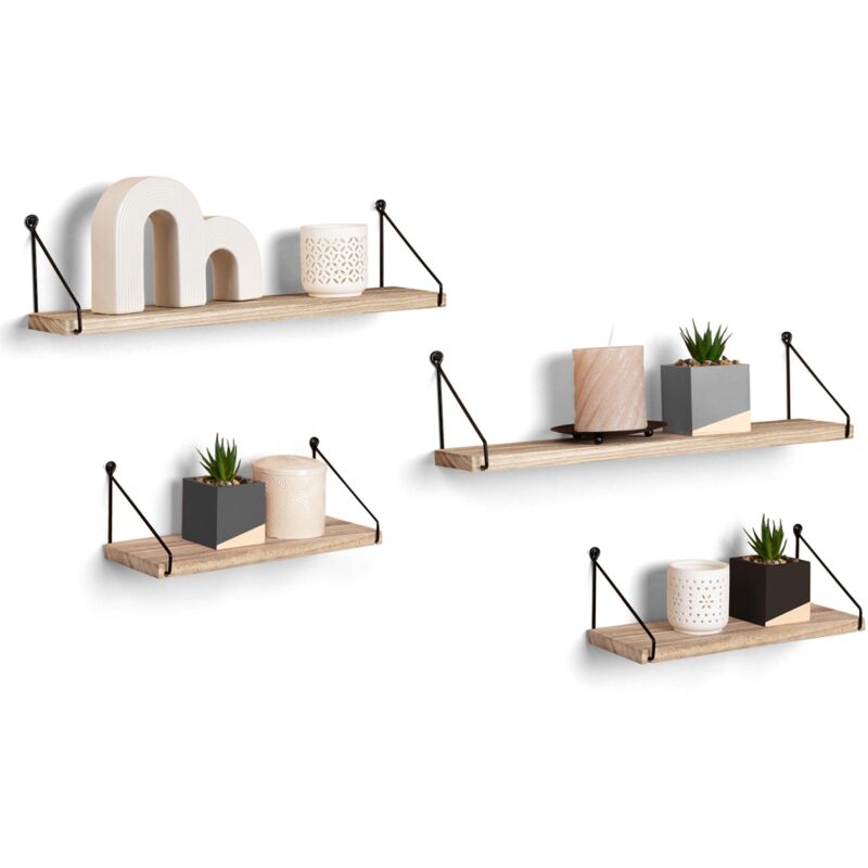 Lot de 4 étagères murales LILY design industriel