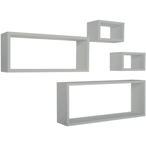 Lot de 4 étagères murales rectangulaires cube moderne Merlino - Gris foncé
