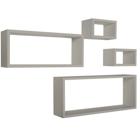 Lot de 4 étagères murales rectangulaires cube moderne Merlino - Taupe