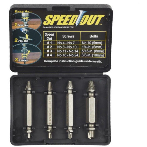 Lot de 4 Extracteurs de Vis "Speed" 20cm Argent