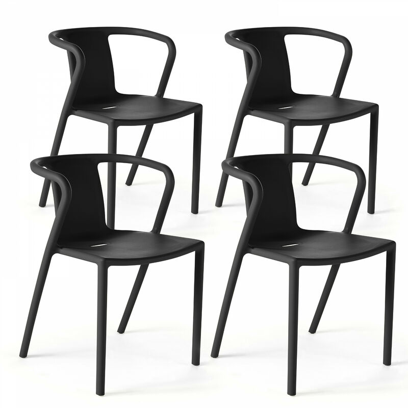 Lot de 4 chaises en plastique noir
