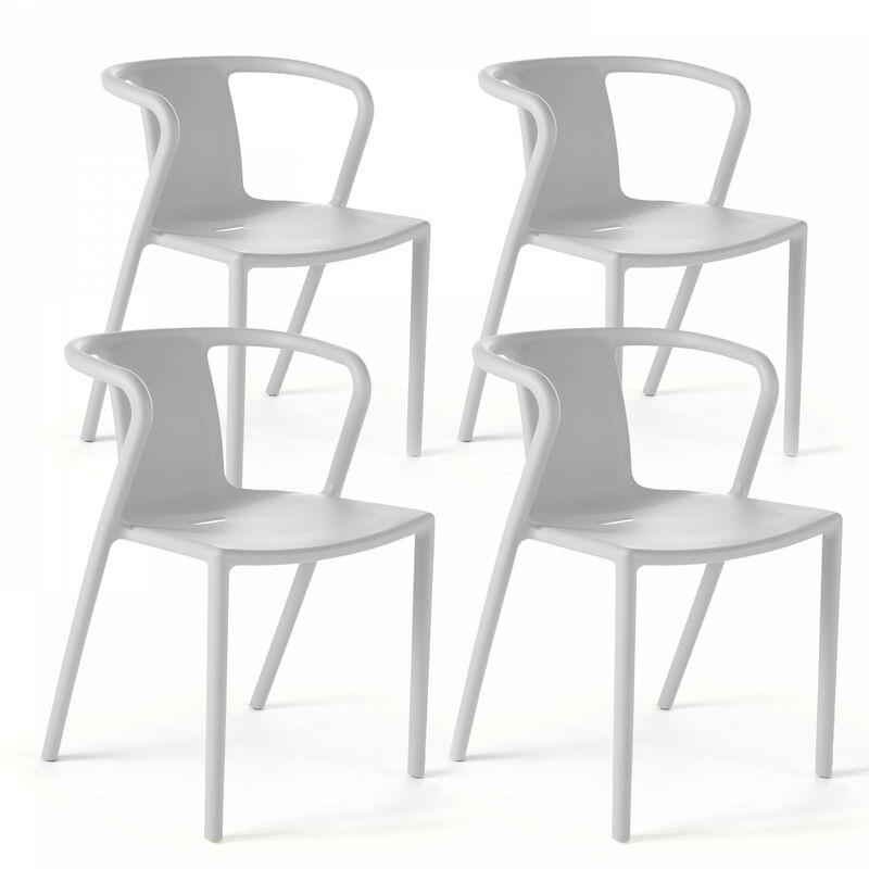 Lot de 4 chaises en plastique blanc