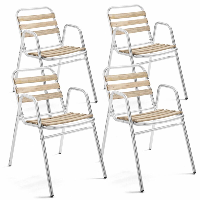 Oviala - Lot de 4 fauteuils de jardin aluminium gris