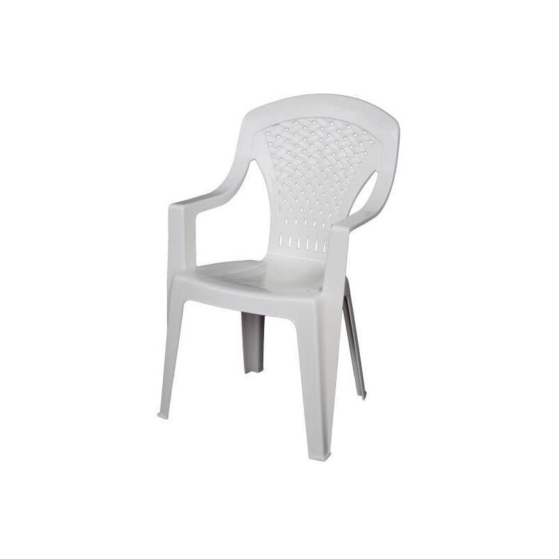 Lot de 4 Fauteuils de jardin monobloc empilable Capri - 56 x 58 x 90 cm - Blanc