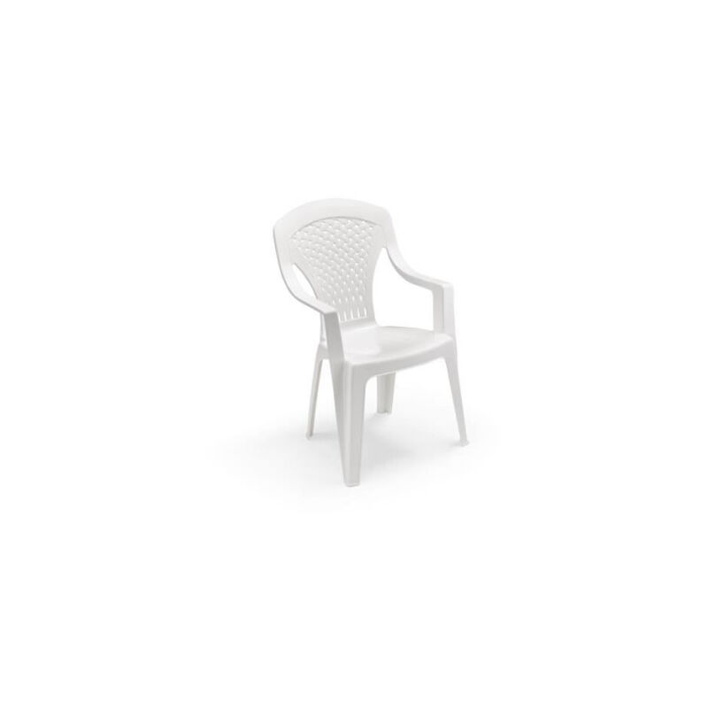 Sans Marque - Lot de 4 Fauteuils de jardin monobloc empilable Capri - 56 x 58 x 90 cm - Blanc