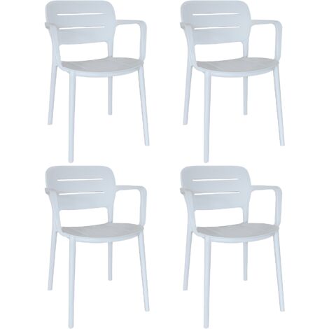 Lot de 4 fauteuils de table extérieur en polypropylène, SUNSET