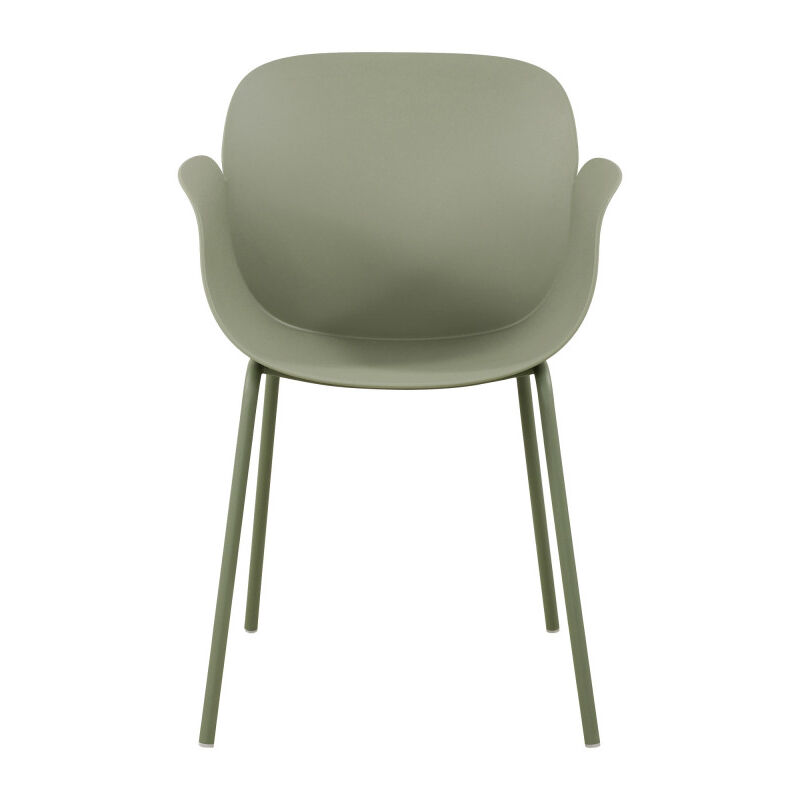 Drawer - Lot de 4 fauteuils de table intérieur et extérieur en plastique et métal - Vert - acapulco