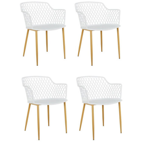 Lot de 4 Fauteuils Design "Malaga" 80cm Blanc