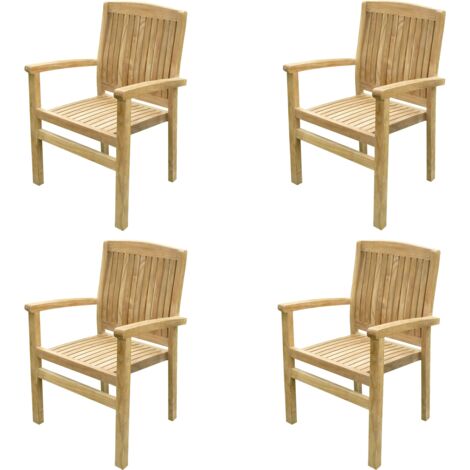 Lot de 4 fauteuils empilables AUDIA en Teck Premium