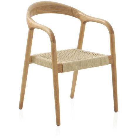 Lot de 4 fauteuils en frêne avec assise tressée