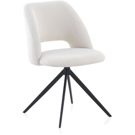 Lot de 4 fauteuils pivotants rembourrés alvéolés blancs avec pieds en métal noir