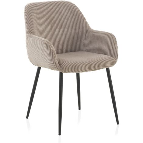 Lot de 4 fauteuils recouverts de tissu velours côtelé lavande avec pieds en métal noir