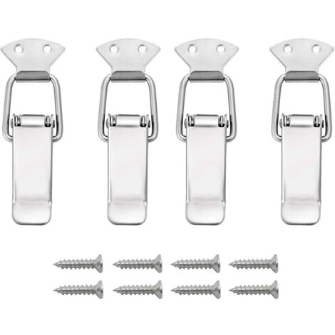 Lot de 4 fermetures de serrage en acier inoxydable avec vis, fermeture à ressort pour boîte à outils pour porte, fenêtre, meubles, boîte à outils