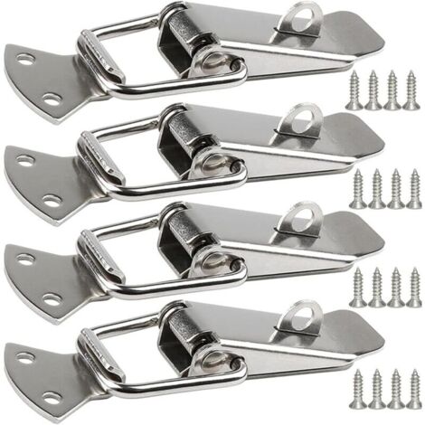 Lot de 4 fermoirs de tension en inox – Fermeture à levier pour boîte à outils, serrure à ressort avec trou pour cadenas.