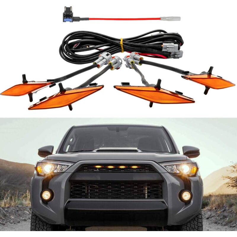 Linghhang - Lot de 4 feux ambrés led (ambre) avec fusible et instructions pour grille Toyota 4Runner trd Pro 2014-2022, y compris SR5, trd