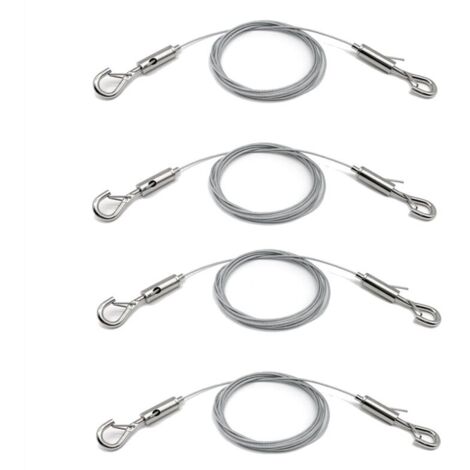 Lot de 4 fils de suspension réglables pour tableaux, supportant jusqu'à 22,7 kg (50 lb), acier inoxydable 2 m x 1,5 mm-AquaForge