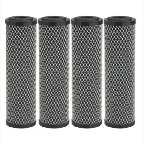Lot de 4 Filtres à Charbon Actif 10 Pouces Standard pour Maison Élimination Sédiments Goût Odeurs