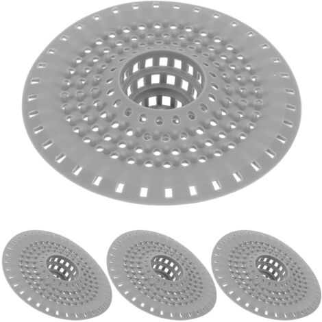Lot de 4 Filtres à Cheveux en Silicone Gris pour Siphon de 127 CM