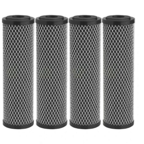 Lot de 4 filtres à eau au charbon actif de 25 cm (10 pouces) pour éliminer les sédiments, les goûts et les odeurs (voir photo).