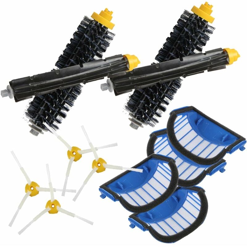 Lot de 4 filtres AeroVac bleus + 2 ensembles de brosses principales + 4 brosses latérales pour iRobot Roomba série 600 620 630 650 660 accessoire de