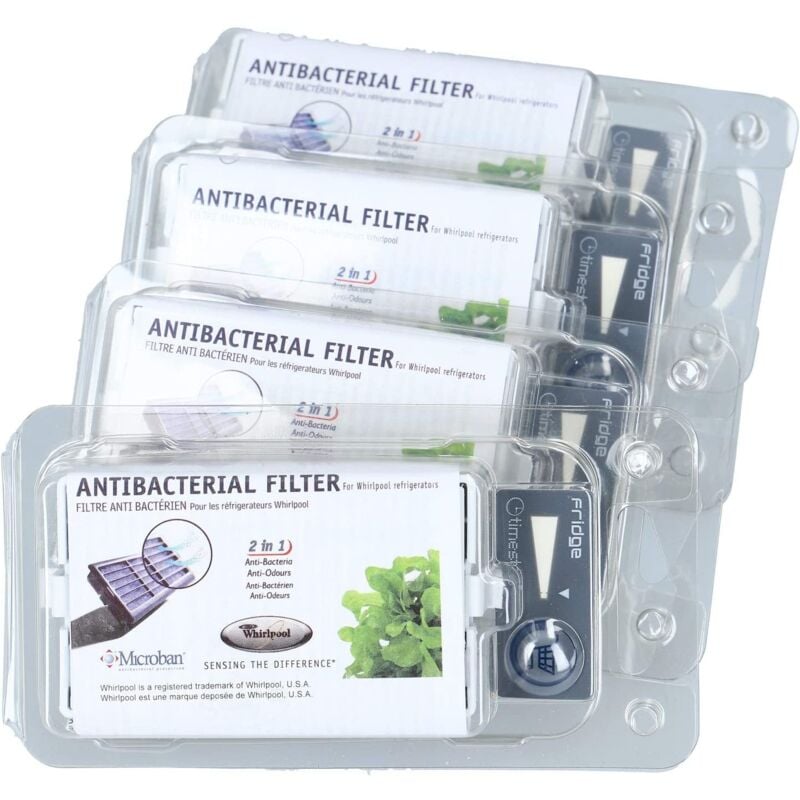 Whirlpool - Lot de 4 filtres anti-bactériens ANT001 pour réfrigérateur