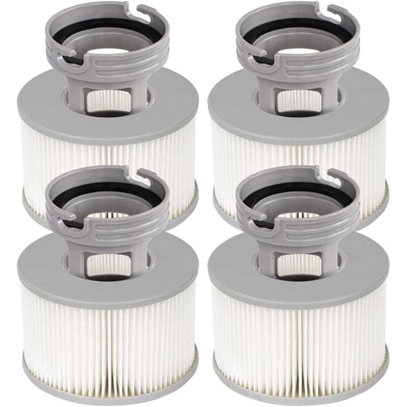 Lot de 4 filtres de Baignoire hydromassant + Adaptateur de Base vissable pour MSpa, Pompe à Cartouche de Filtre de Version améliorée pour MSPA Toutes