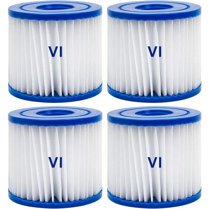 Lot de 4 filtres de Type vi pour Spa et, Filtre vi Cartouche pour Bestway Lay-Z-Spa, Filtres de Type vi pour Spa