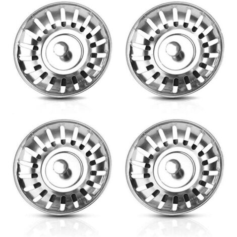 Lot de 4 filtres d’évier cuisine universels 80 mm en acier inoxydable pour éviers et lavabos