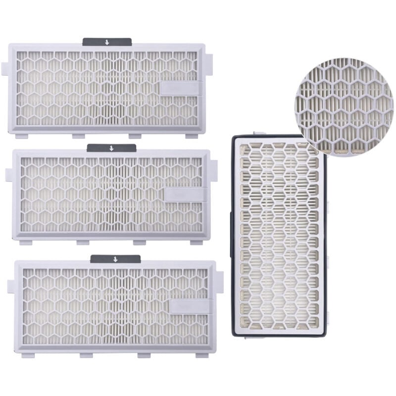 SNQ - Lot de 4 filtres hepa Airclean Plus 50 pour aspirateur Miele Complete C3 Powerline, S8340 - Air Clean sf-ha 50 pour Complete C2 C3 Compact C1