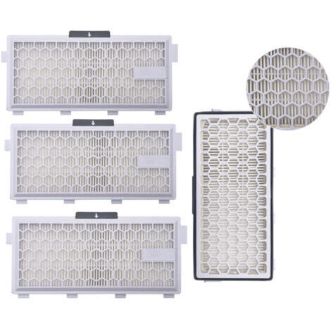 Lot de 4 filtres HEPA Airclean Plus 50 pour aspirateur Miele Complete C3 Powerline, S8340 - Air Clean SF-HA 50 pour Complete C2 C3 Compact C1 C2-2 - Lot de 2 pièces de rechange Supremery