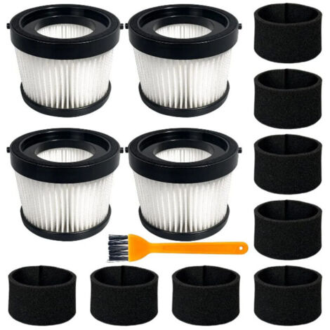 Lot de 4 filtres HEPA DCV5011H compatibles avec aspirateur à main sans fil DEWALT DCV501HB, avec 8 filtres à manchon en mousse et 1 brosse