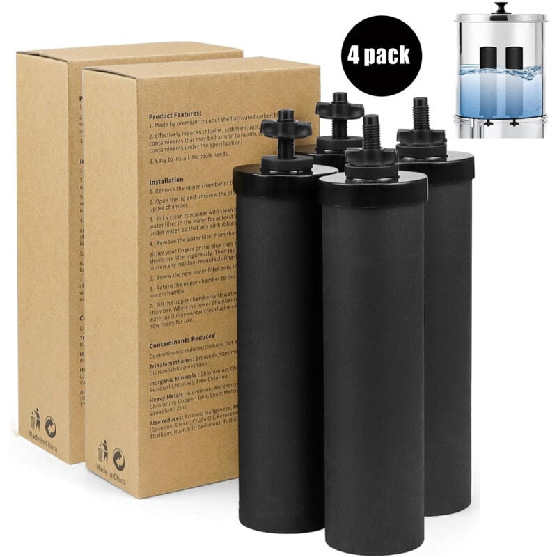 Lafomukea - Lot de 4 Filtres pour Systèmes de Filtre à Eau par Gravité Compatible Avec les Systèmes de Filtration Weeplow, Berkey, Berkefeld,