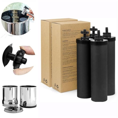 ELLE Lot de 4 Filtres pour Systèmes de Filtre à Eau par Gravité Compatible Avec les Systèmes de Filtration Weeplow, Berkey, Berkefeld, Doulton, Réduit les Contaminants à Hauteur de 99,99%